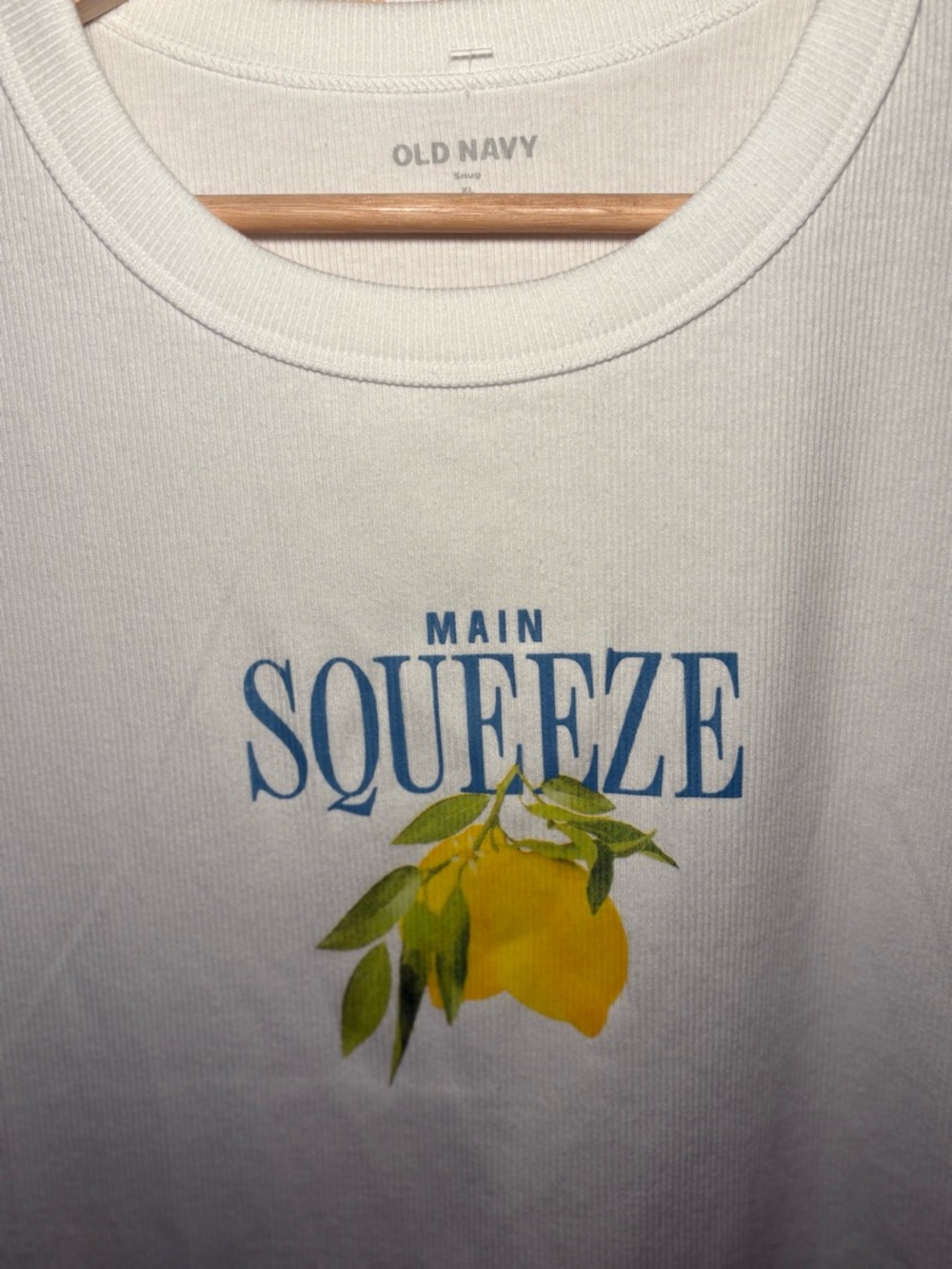 Old Navy Main Squeeze Lemon Graphic Tee Women's Size XL White Ribbed Baby T Y2K - Picture 5 of 7